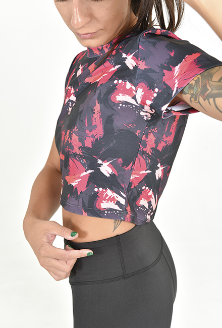 Remera Crop Estampada Manga Corta - BN-1064 