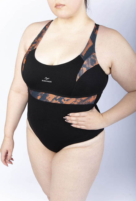 Malla Lisa Grande Plus con Recorte y Bretel Estampado | Art. 381B